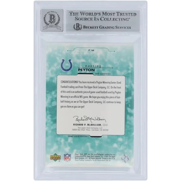 Peyton Manning Signed 2001 Upper Deck MVP Card | Beckett Graded 10
