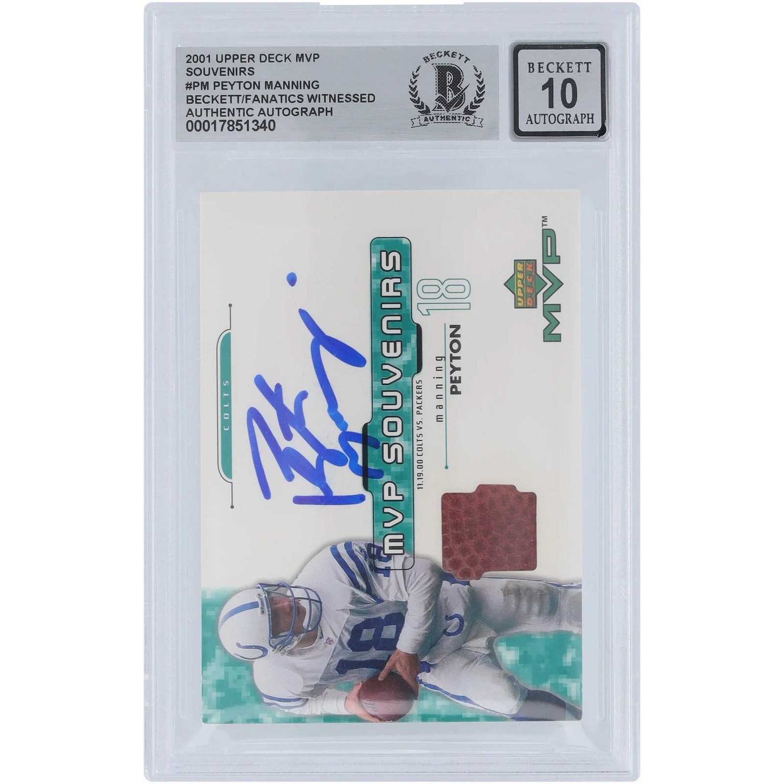Peyton Manning Signed 2001 Upper Deck MVP Card | Beckett Graded 10