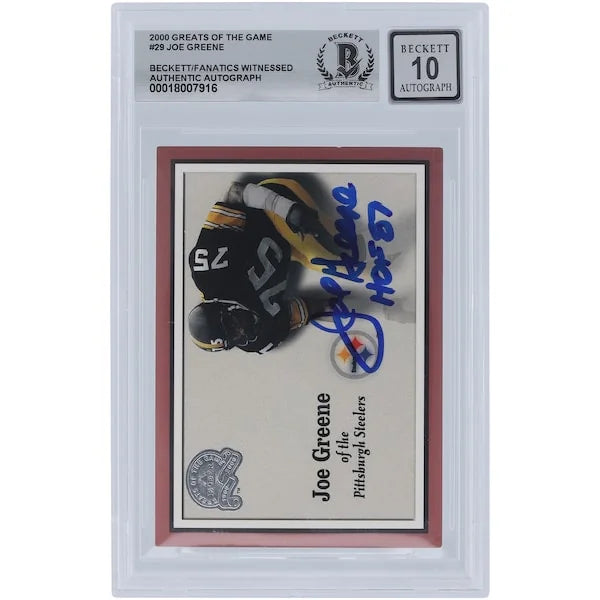 Joe Greene Signed 2000 Fleer Greats of the Game #29 | HOF 87 Inscription