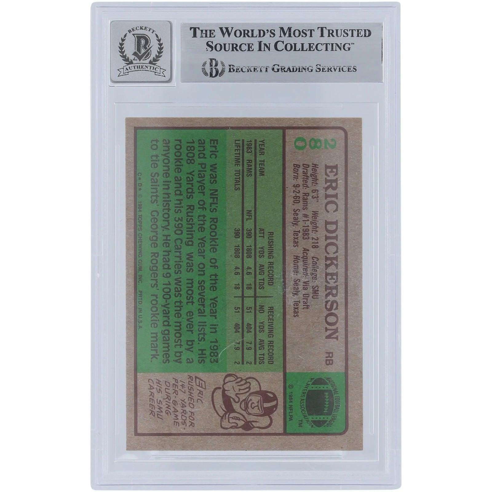 Eric Dickerson Signed 1984 Topps #280 Rookie Card | Graded 10