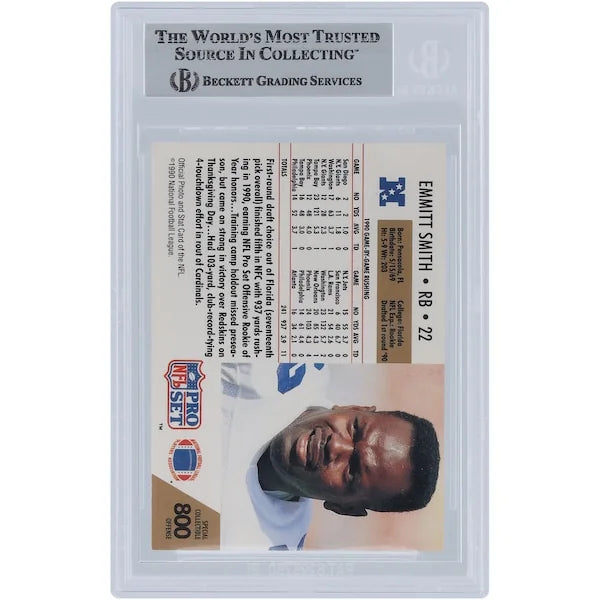 Emmitt Smith Signed 1990 Pro Set Offensive Rookie of the Year #800 | Beckett Authenticated