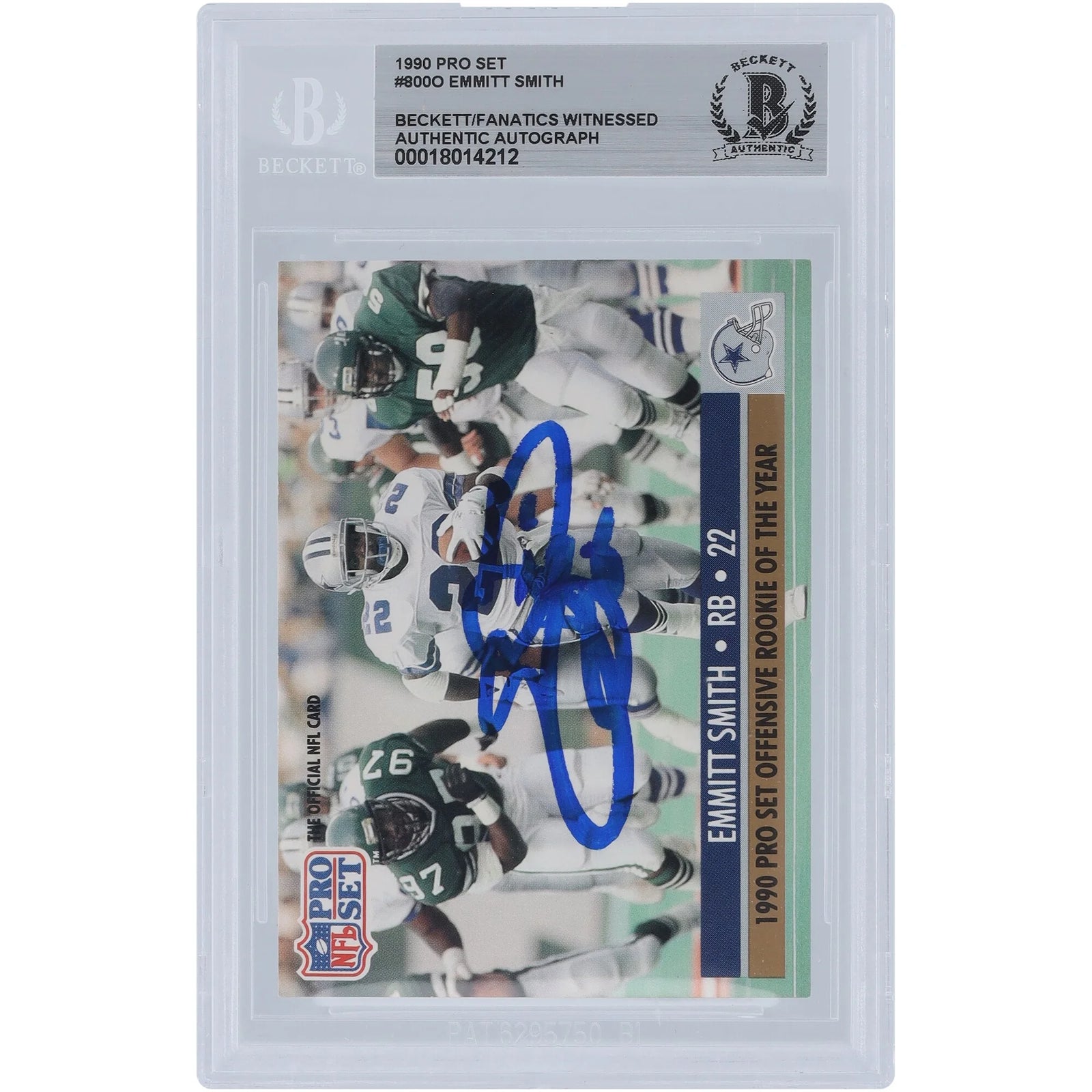 Emmitt Smith Signed 1990 Pro Set Offensive Rookie of the Year #800 | Beckett Authenticated