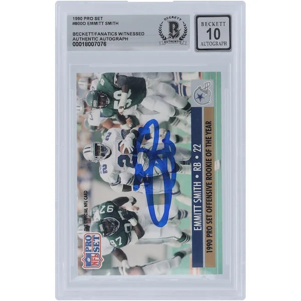 Emmitt Smith Signed 1990 Pro Set Offensive Rookie of the Year #800 | Graded 10
