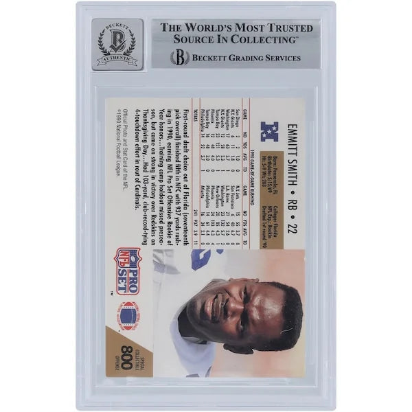 Emmitt Smith Signed 1990 Pro Set Offensive Rookie of the Year #800 | Graded 10