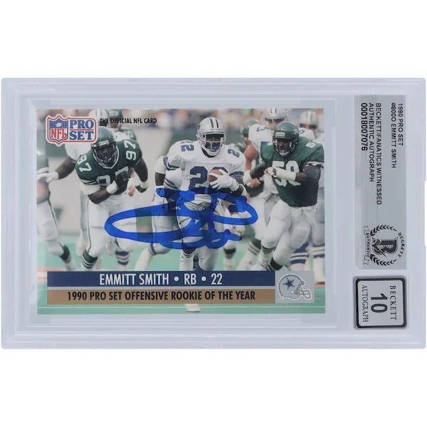 Emmitt Smith Signed 1990 Pro Set Offensive Rookie of the Year #800 | Graded 10