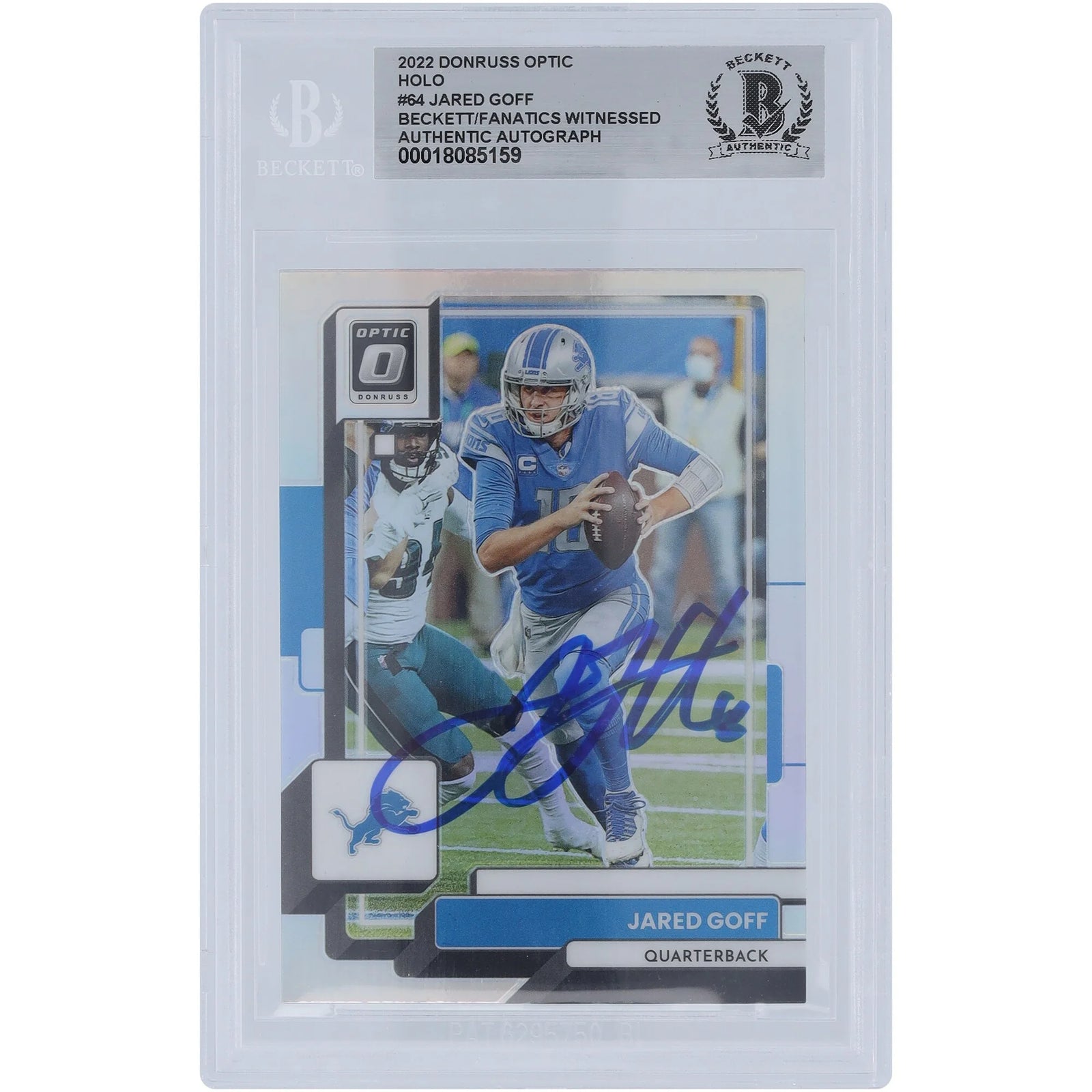 Jared Goff Signed 2022 Panini Donruss Optic Holo #64 | Beckett Authenticated