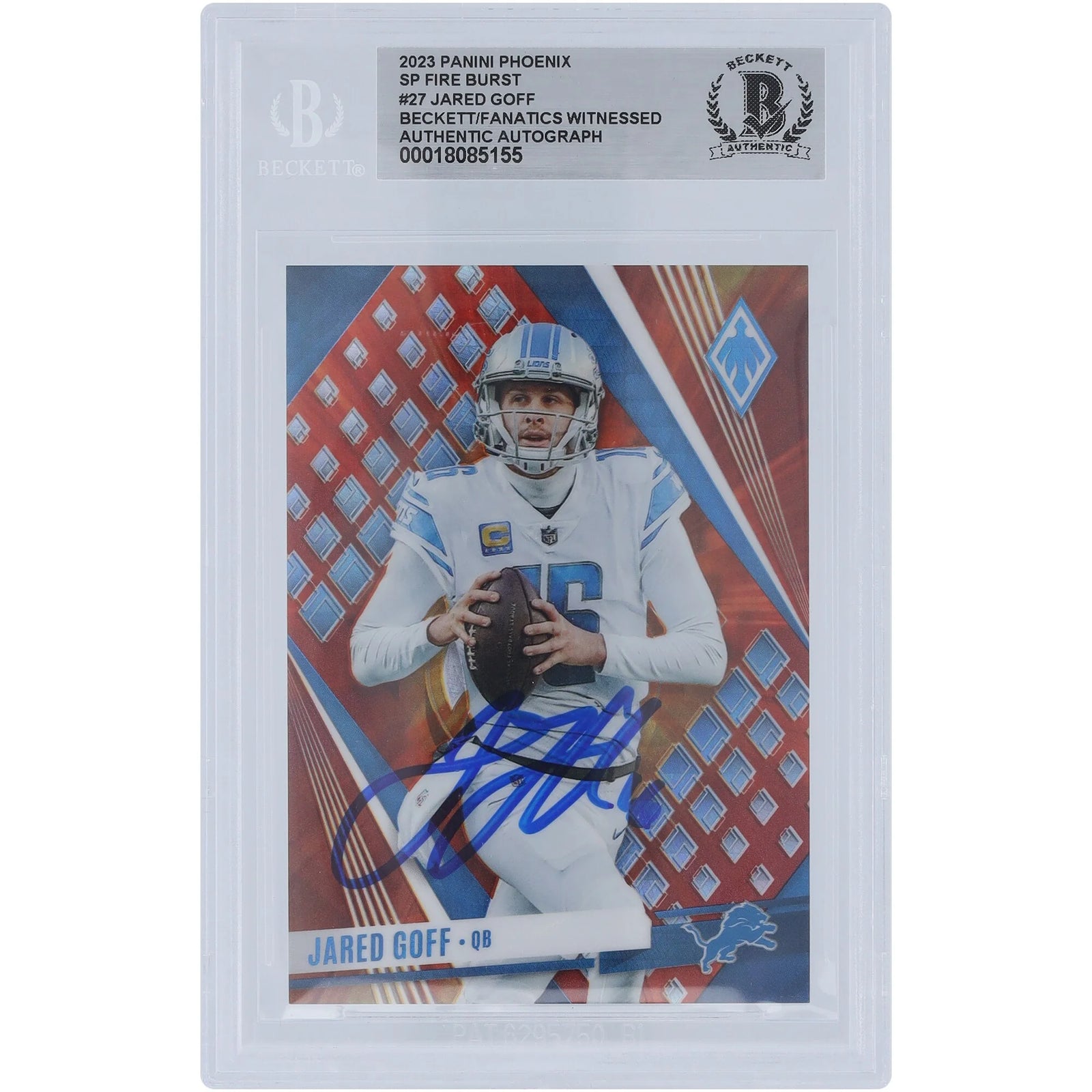 Jared Goff Signed 2023 Panini Phoenix SP Fire Burst #27 Card | #/340