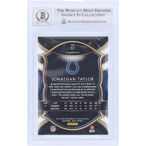 Jonathan Taylor Signed 2020 Panini Select #53 Rookie Card | Graded 10