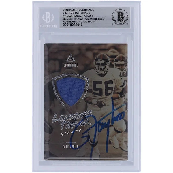Lawrence Taylor Signed 2018 Panini Luminance #7 Card | Giants Jersey Relic