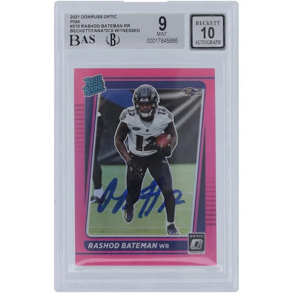 Rashod Bateman Signed 2021 Panini Donruss Optic Pink #210 Rookie Card | Beckett Graded 9