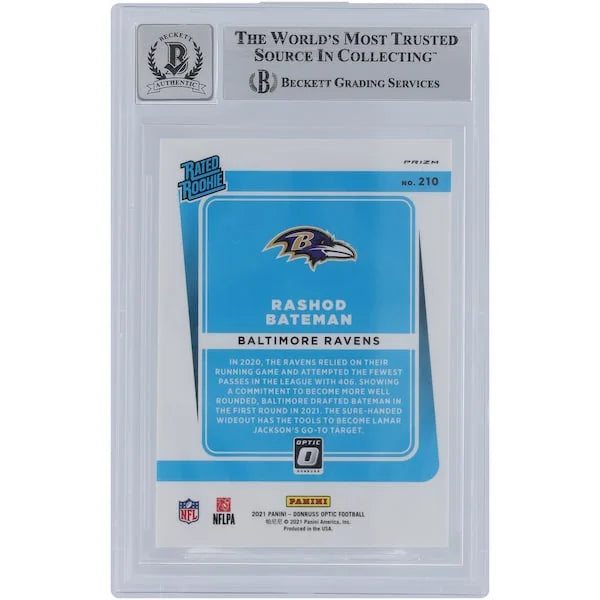 Rashod Bateman Signed 2021 Panini Donruss Optic Pink #210 Rookie Card | Beckett Graded 9
