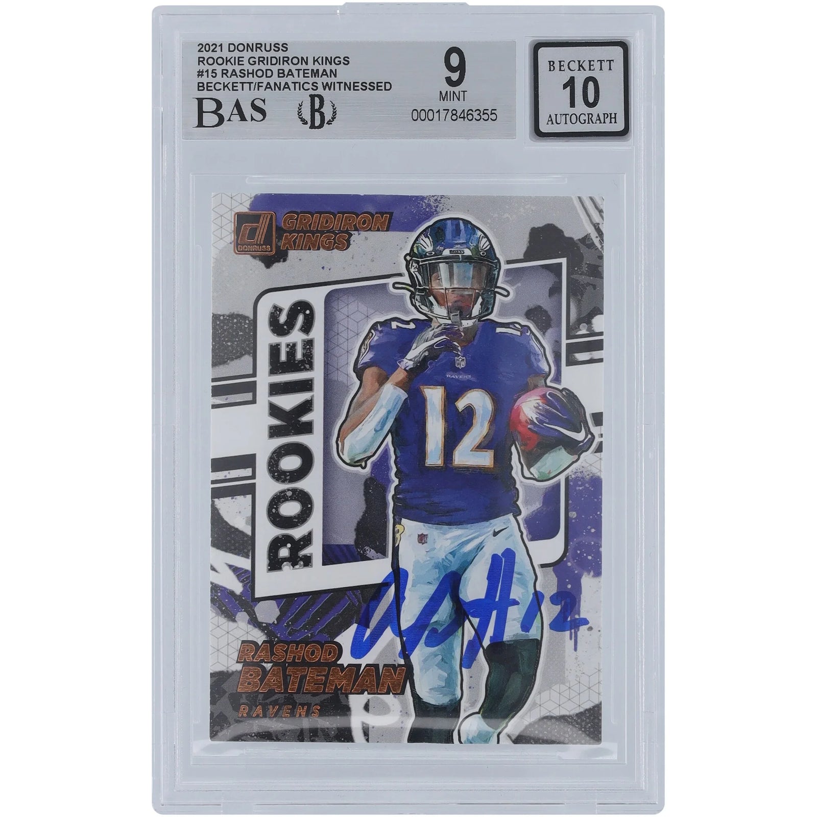 Rashod Bateman Signed 2021 Panini Donruss Gridiron Kings Rookie Card | BGS 9