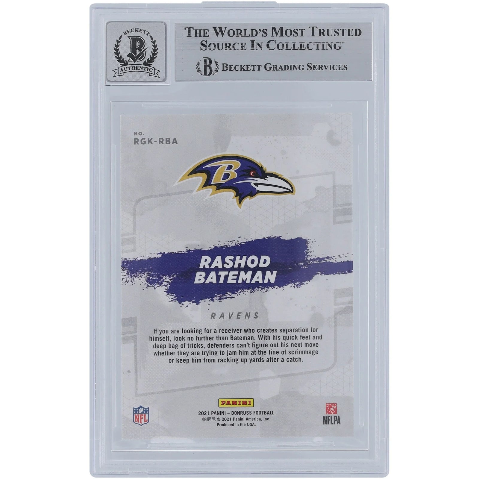 Rashod Bateman Signed 2021 Panini Donruss Gridiron Kings Rookie Card | BGS 9