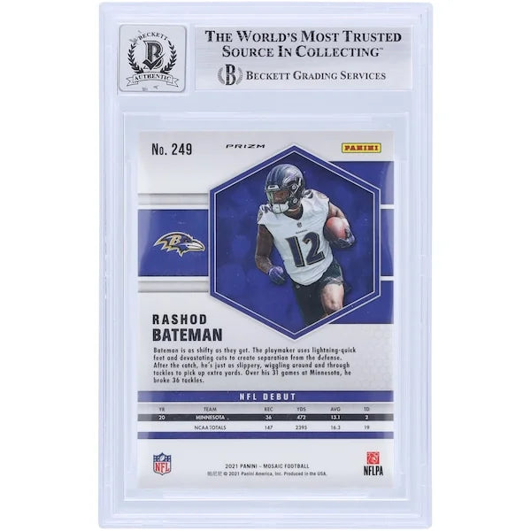 Rashod Bateman Signed 2021 Panini Mosaic Reactive Orange Prizm #249 | Beckett 9