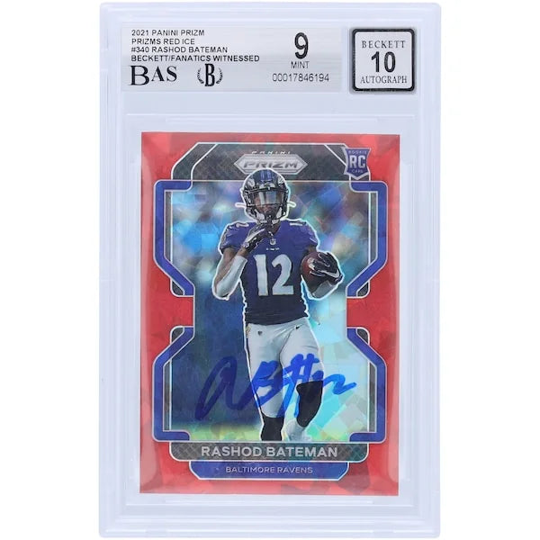 Rashod Bateman Signed 2021 Panini Prizm Red Ice Rookie #340 Card | Graded 9