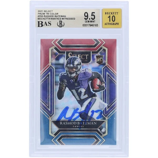 Rashod Bateman Signed 2021 Panini Select Tri-Color Prizm Rookie Card | #255 #/149