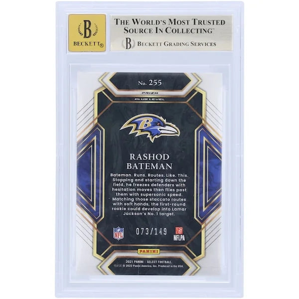 Rashod Bateman Signed 2021 Panini Select Tri-Color Prizm Rookie Card | #255 #/149