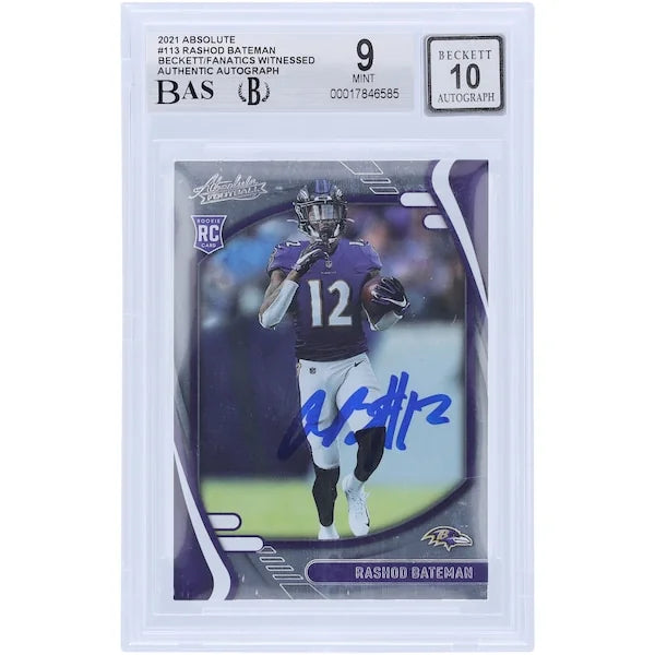 Rashod Bateman Signed 2021 Panini Absolute #113 Rookie Card | Beckett Authenticated 9