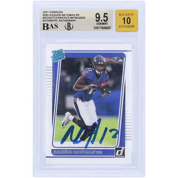 Rashod Bateman Signed 2021 Panini Donruss #265 Rookie Card | BGS 9.5
