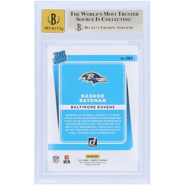 Rashod Bateman Signed 2021 Panini Donruss #265 Rookie Card | BGS 9.5