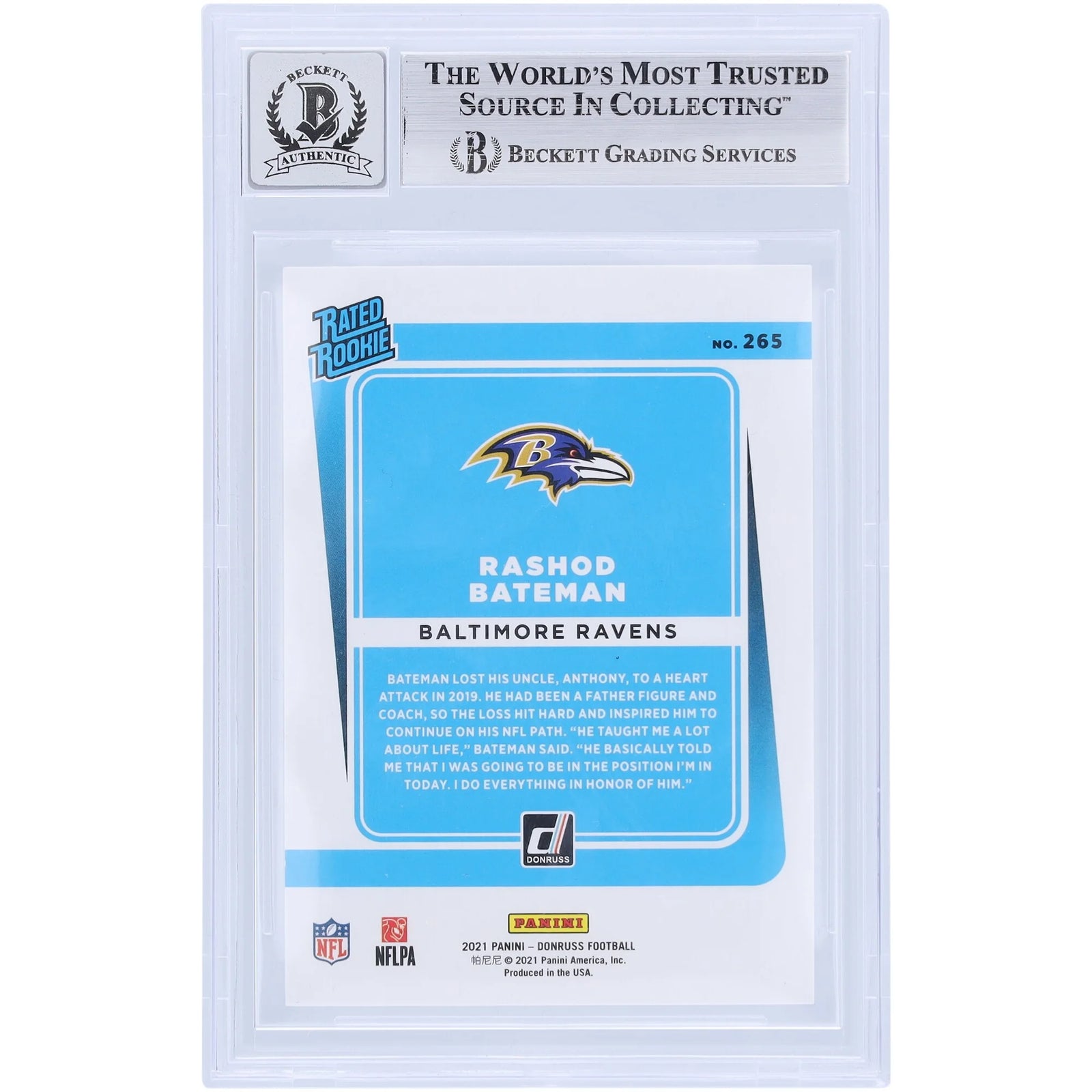Rashod Bateman Signed 2021 Panini Donruss #265 Rookie Card | Beckett Authenticated