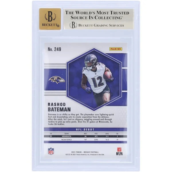 Rashod Bateman Signed 2021 Panini Mosaic NFL Debut #249 Rookie Card | Beckett 9.5