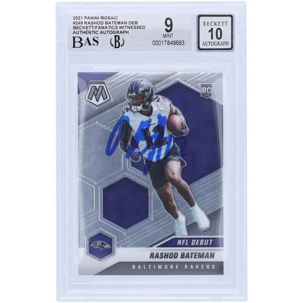 Rashod Bateman Signed 2021 Panini Mosaic NFL Debut #249 Rookie Card | Beckett Authenticate