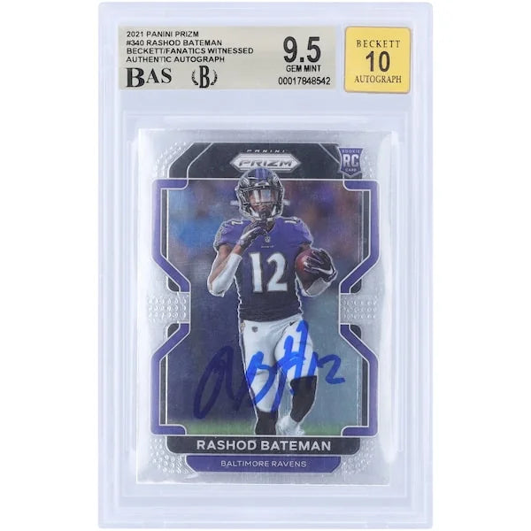 Rashod Bateman Signed 2021 Panini Prizm #340 Rookie Card | BGS 9.5