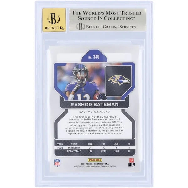 Rashod Bateman Signed 2021 Panini Prizm #340 Rookie Card | BGS 9.5