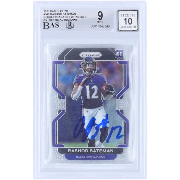 Rashod Bateman Signed 2021 Panini Prizm #340 Rookie Card | Beckett 9