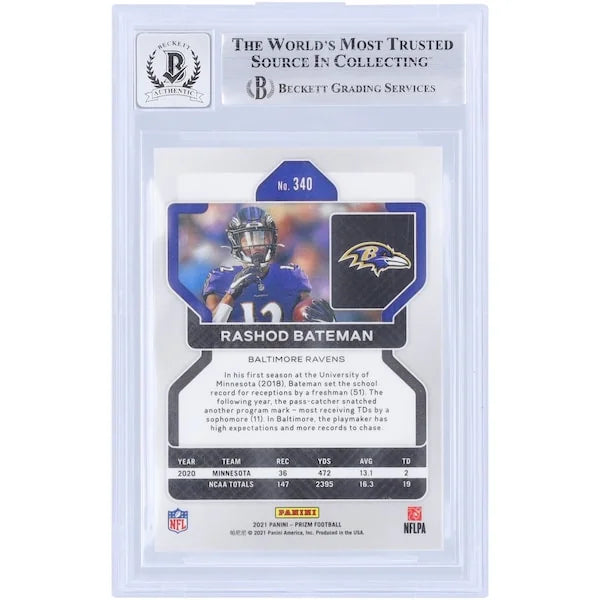 Rashod Bateman Signed 2021 Panini Prizm #340 Rookie Card | Beckett 9