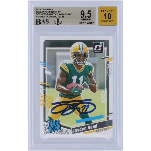 Jayden Reed Signed 2023 Panini Donruss #334 Rookie Card | Graded 9.5