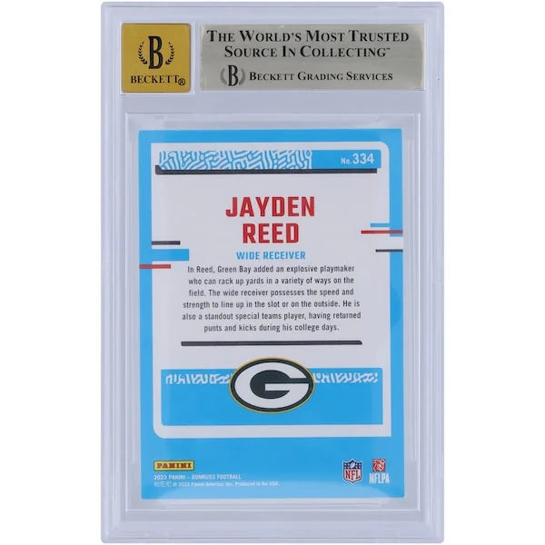 Jayden Reed Signed 2023 Panini Donruss #334 Rookie Card | Graded 9.5