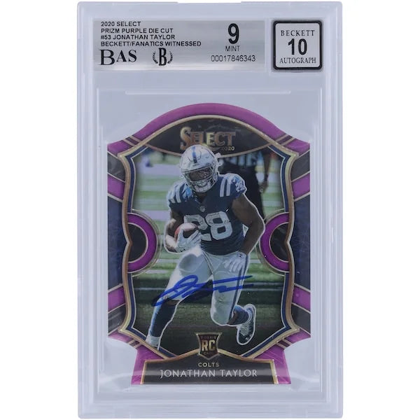 Jonathan Taylor Signed 2020 Panini Select Purple Prizm #53 | Rookie Card