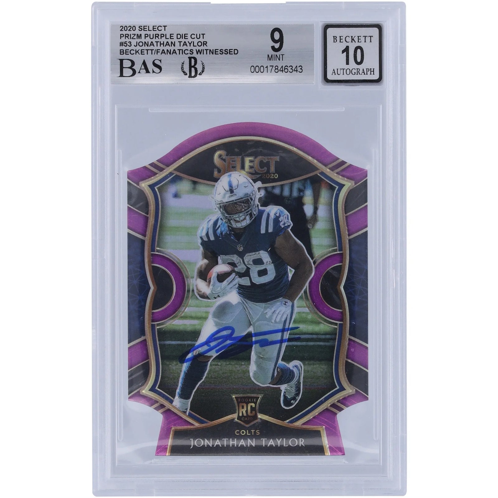 Jonathan Taylor Signed 2020 Panini Select Purple Prizm #53 | Rookie Card