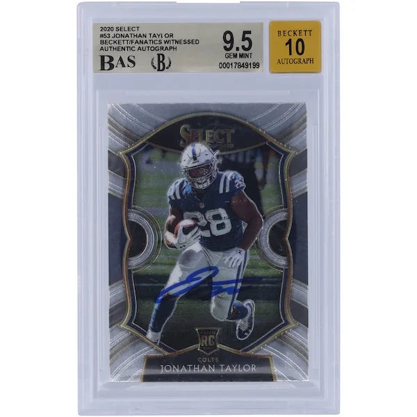 Jonathan Taylor Signed 2020 Panini Select #53 Rookie Card | Beckett 9.5