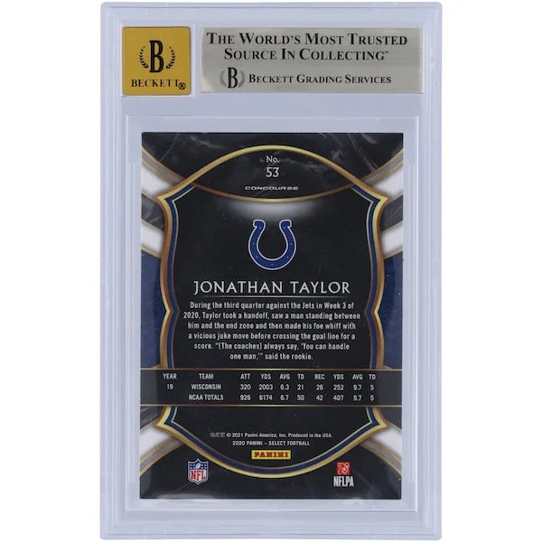 Jonathan Taylor Signed 2020 Panini Select #53 Rookie Card | Beckett 9.5