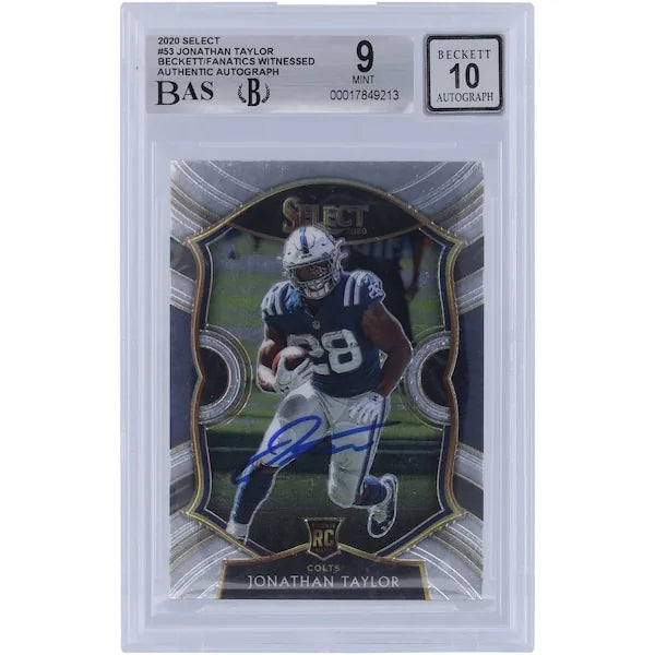 Jonathan Taylor Signed 2020 Panini Select #53 Rookie Card | Beckett Authenticated 9