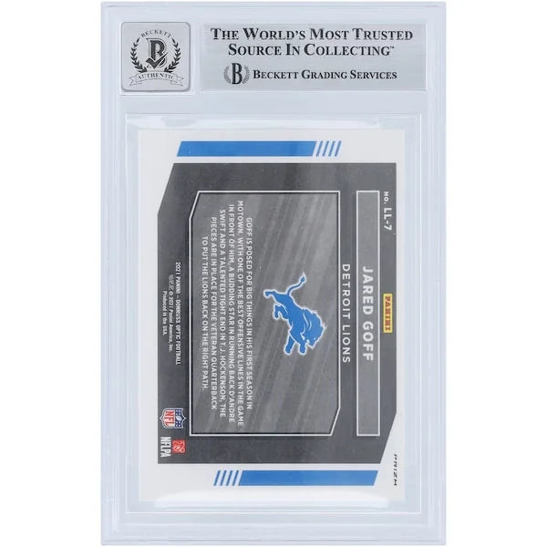 Jared Goff Signed 2021 Panini Donruss Optic Legendary Logos #LL-7 | Beckett 9