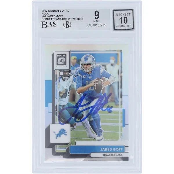 Jared Goff Signed 2022 Panini Donruss Optic Holo Prizm #64 | Beckett 9