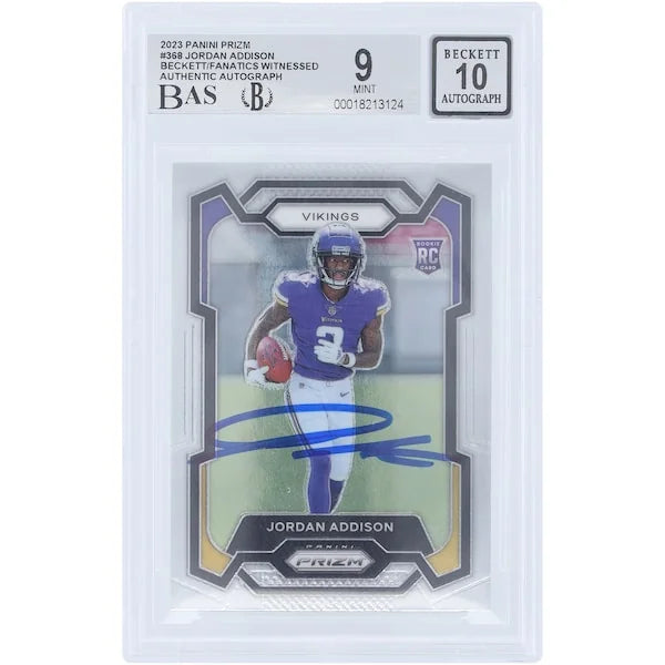 Jordan Addison Signed 2023 Panini Prizm #368 Rookie Card | Beckett Authenticated 9