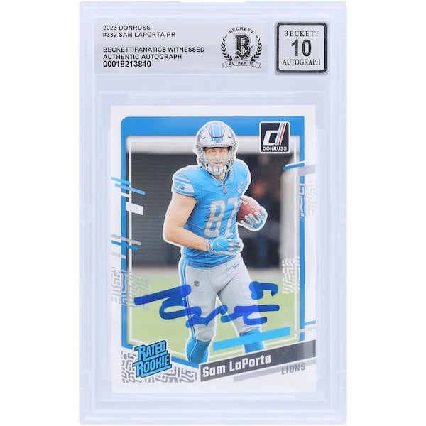 Sam LaPorta Signed 2023 Panini Donruss #332 Rookie Card | Beckett 10