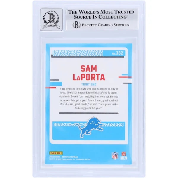 Sam LaPorta Signed 2023 Panini Donruss #332 Rookie Card | Beckett 10