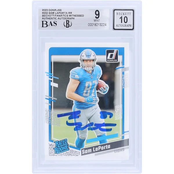 Sam LaPorta Signed 2023 Panini Donruss #332 Rookie Card | Beckett 9