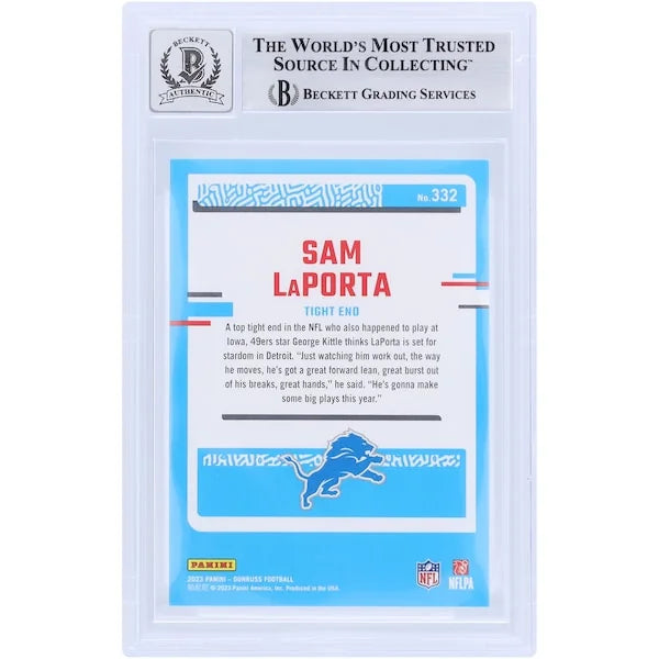 Sam LaPorta Signed 2023 Panini Donruss #332 Rookie Card | Beckett 9
