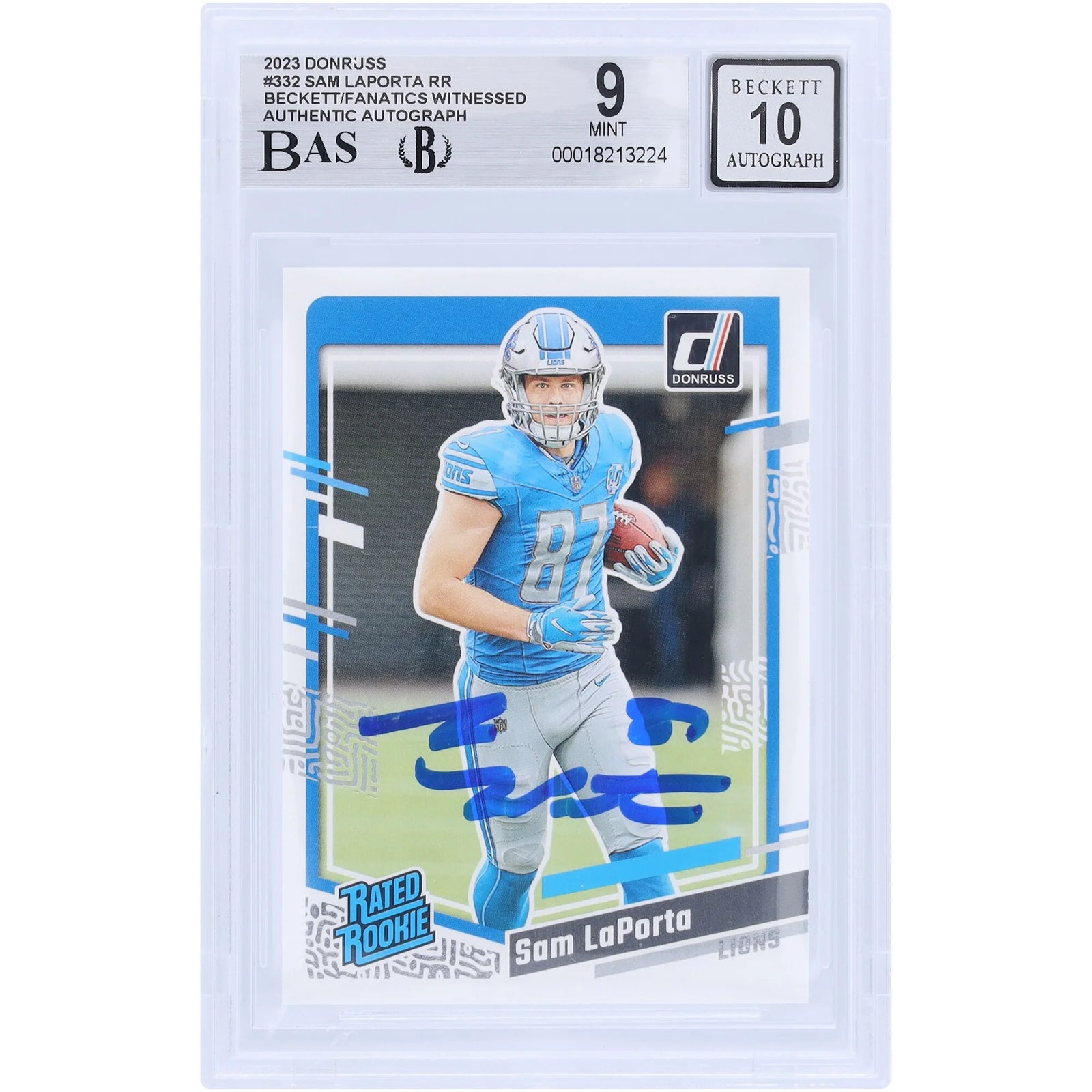 Sam LaPorta Signed 2023 Panini Donruss #332 Rookie Card | Beckett 9