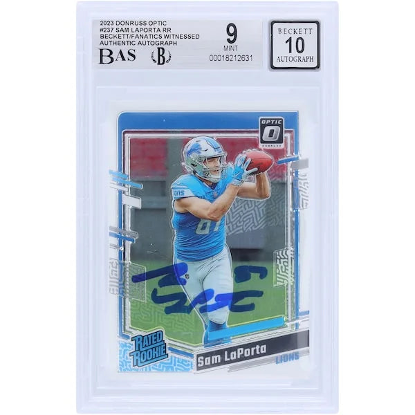 Sam LaPorta Signed 2023 Panini Donruss Optic #237 Rookie Card | Beckett 9