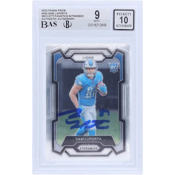Sam LaPorta Signed 2023 Panini Prizm #332 Rookie Card | Beckett 9