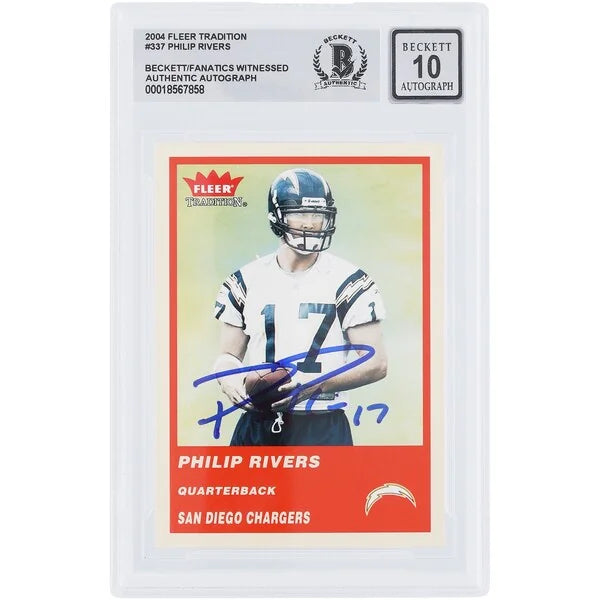 Philip Rivers Signed 2004 Fleer Tradition #337 Rookie Card | Beckett 10