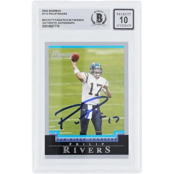Philip Rivers Signed 2004 Bowman #113 Rookie Card | Graded 10
